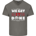 We Get It Done Funny IT Professional Tecky Mens V-Neck Cotton T-Shirt Charcoal