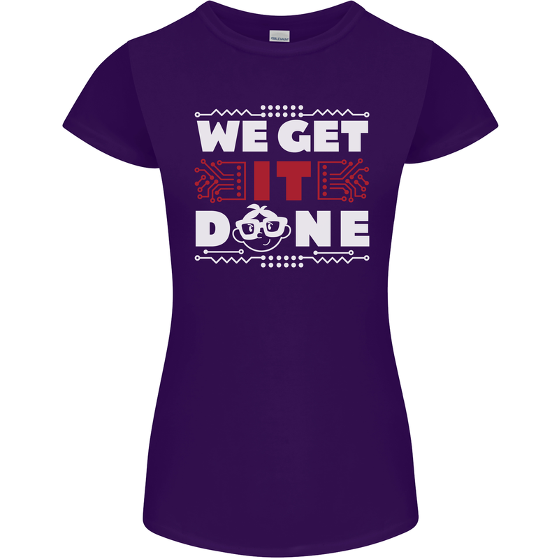 We Get It Done Funny IT Professional Tecky Womens Petite Cut T-Shirt Purple
