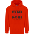 We Get It Done Funny Tecky  IT Professional Mens 80% Cotton Hoodie Bright Red