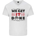 We Get It Done Funny Tecky  IT Professional Mens V-Neck Cotton T-Shirt White