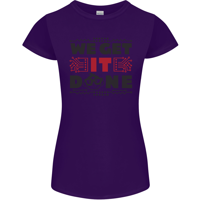 We Get It Done Funny Tecky  IT Professional Womens Petite Cut T-Shirt Purple
