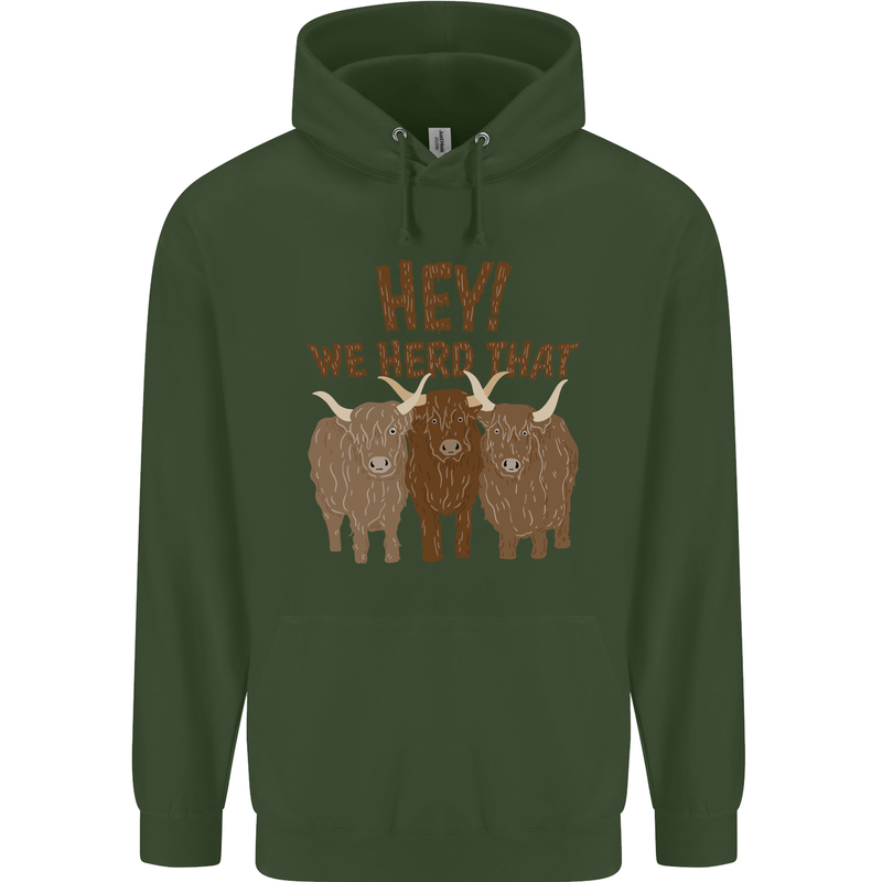 We Herd That Funny Cow Childrens Kids Hoodie Forest Green