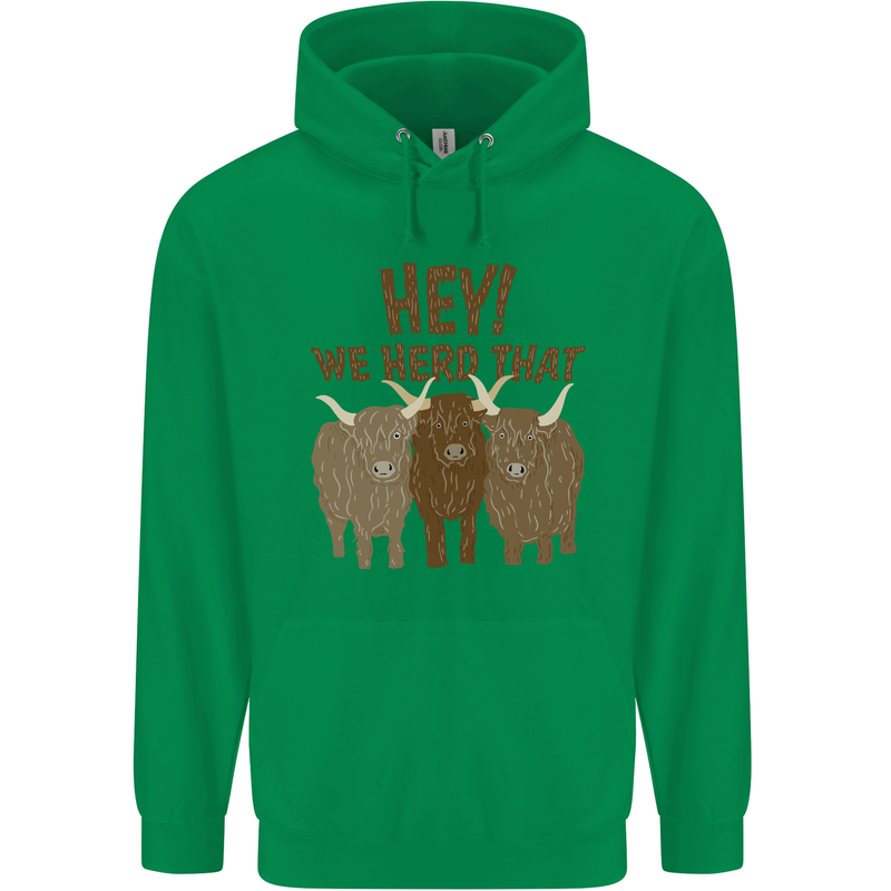 We Herd That Funny Cow Childrens Kids Hoodie Irish Green