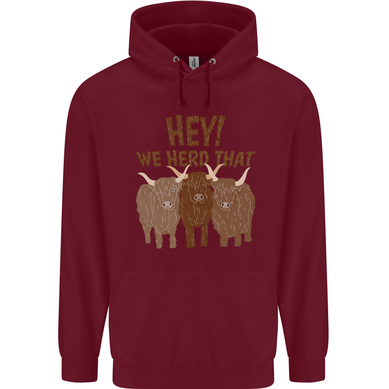 We Herd That Funny Cow Childrens Kids Hoodie Maroon