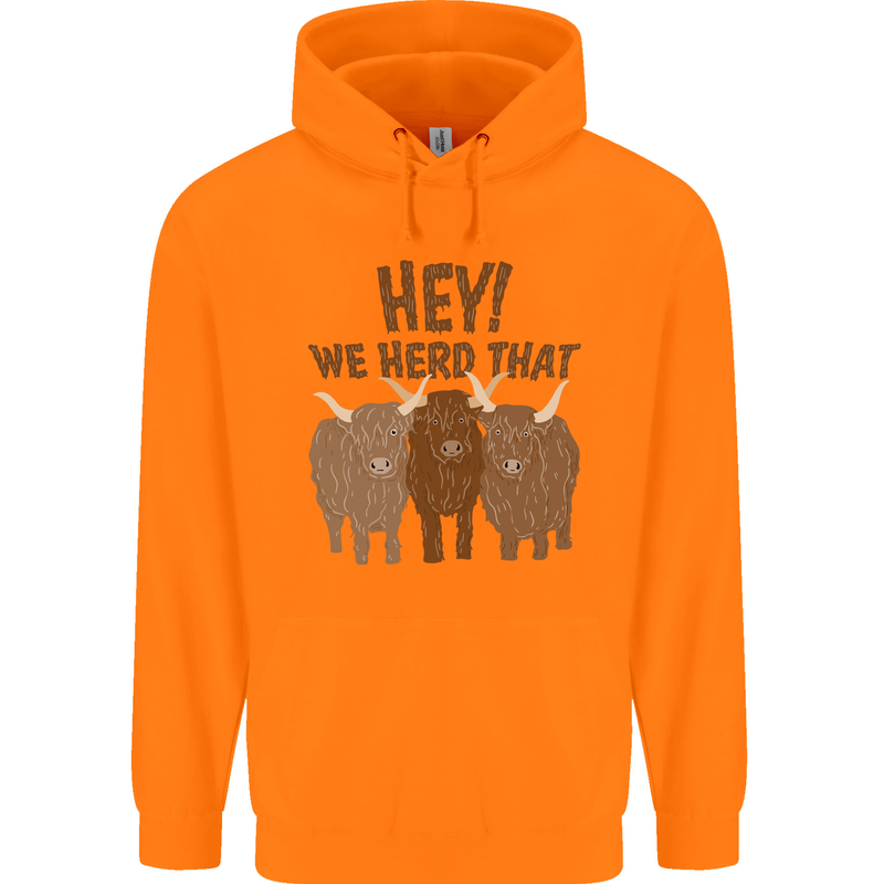 We Herd That Funny Cow Childrens Kids Hoodie Orange