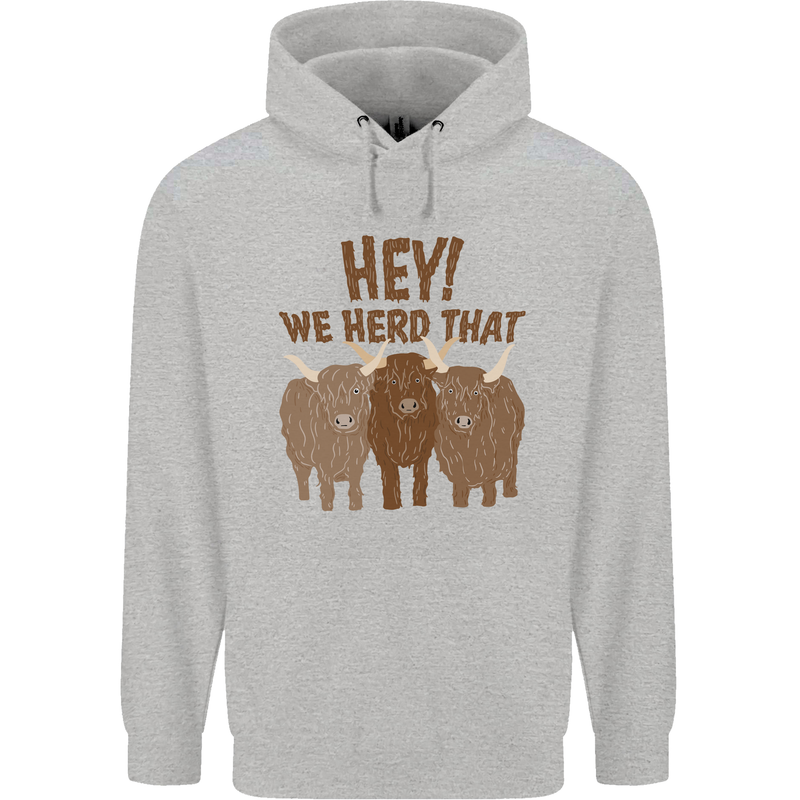 We Herd That Funny Cow Childrens Kids Hoodie Sports Grey