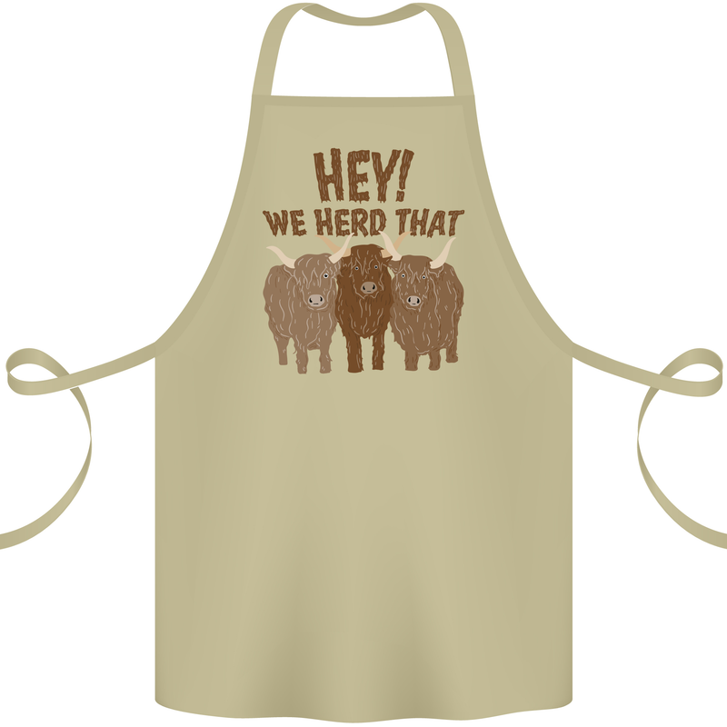 We Herd That Funny Cow Cotton Apron 100% Organic Khaki