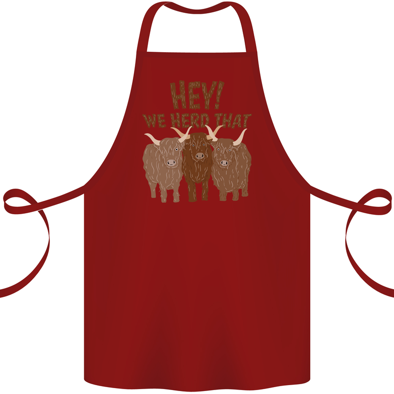 We Herd That Funny Cow Cotton Apron 100% Organic Maroon
