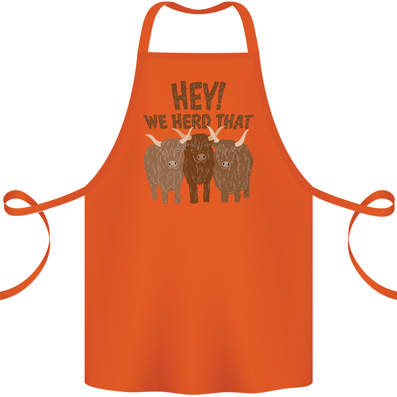 We Herd That Funny Cow Cotton Apron 100% Organic Orange