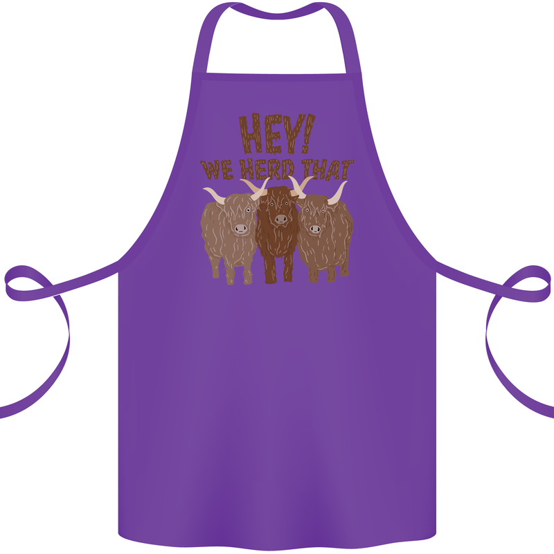 We Herd That Funny Cow Cotton Apron 100% Organic Purple