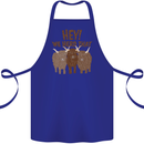 We Herd That Funny Cow Cotton Apron 100% Organic Royal Blue
