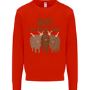 We Herd That Funny Cow Kids Sweatshirt Jumper Bright Red