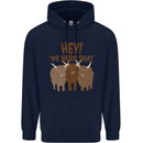 We Herd That Funny Cow Mens 80% Cotton Hoodie Navy Blue