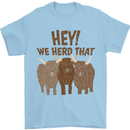 We Herd That Funny Cow Mens T-Shirt 100% Cotton Light Blue