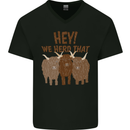 We Herd That Funny Cow Mens V-Neck Cotton T-Shirt Black