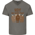 We Herd That Funny Cow Mens V-Neck Cotton T-Shirt Charcoal