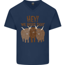 We Herd That Funny Cow Mens V-Neck Cotton T-Shirt Navy Blue
