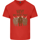We Herd That Funny Cow Mens V-Neck Cotton T-Shirt Red