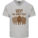 We Herd That Funny Cow Mens V-Neck Cotton T-Shirt Sports Grey