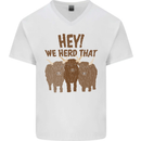 We Herd That Funny Cow Mens V-Neck Cotton T-Shirt White