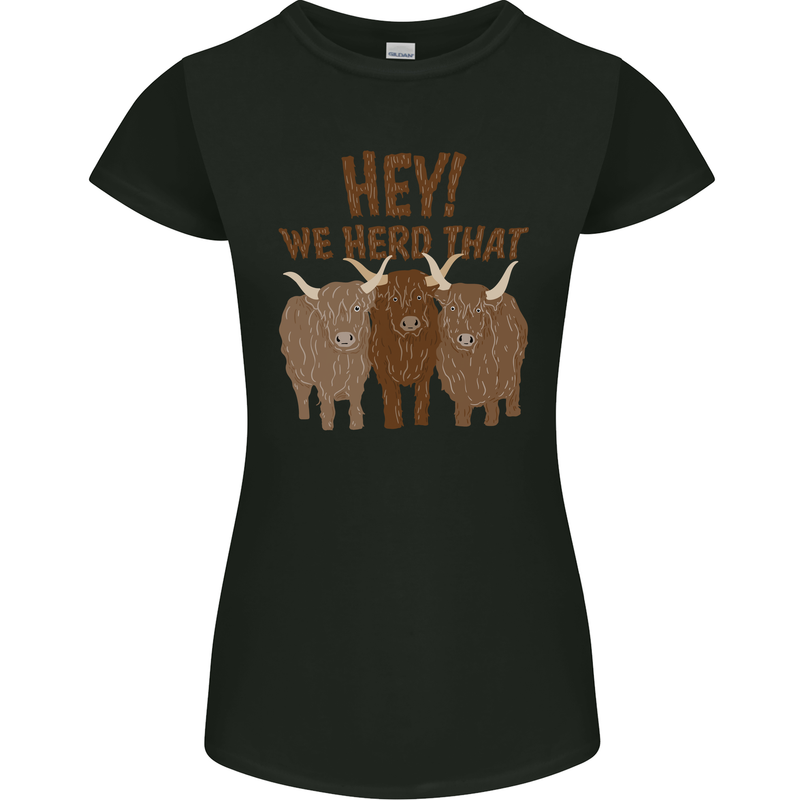 We Herd That Funny Cow Womens Petite Cut T-Shirt Black