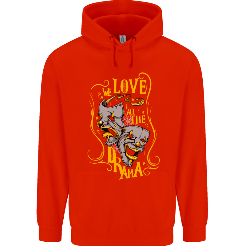 We Love the Drama Acting Thespian Actor Childrens Kids Hoodie Bright Red