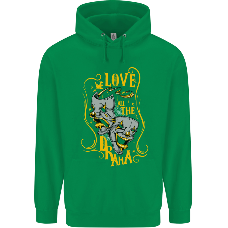 We Love the Drama Acting Thespian Actor Childrens Kids Hoodie Irish Green