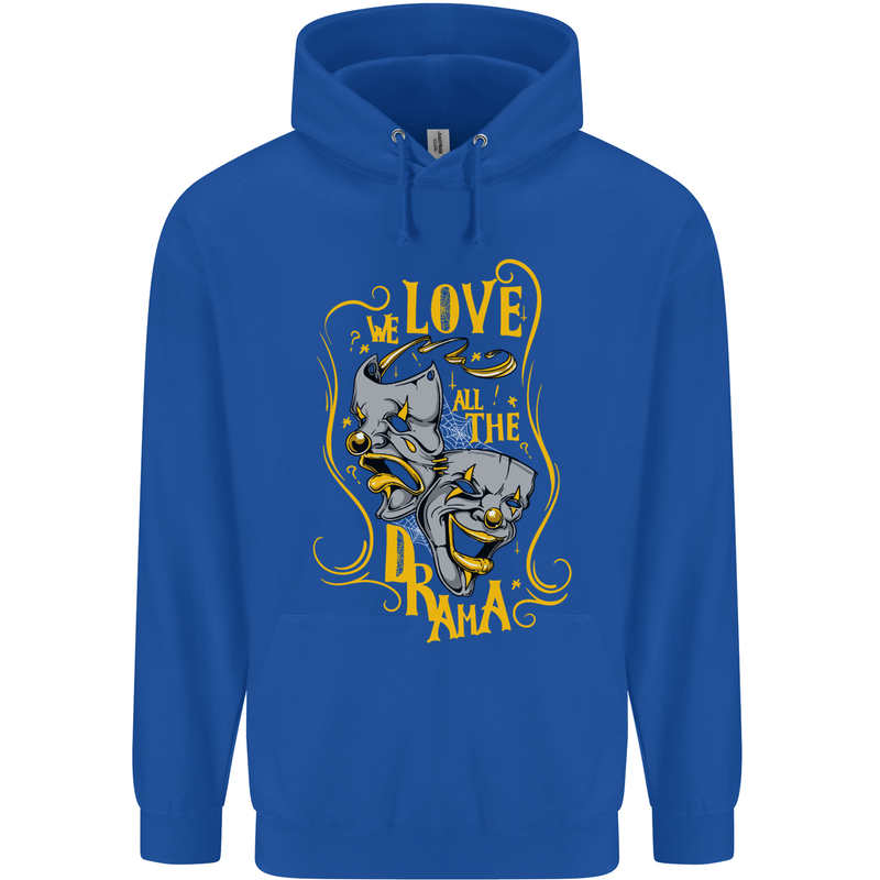 We Love the Drama Acting Thespian Actor Childrens Kids Hoodie Royal Blue