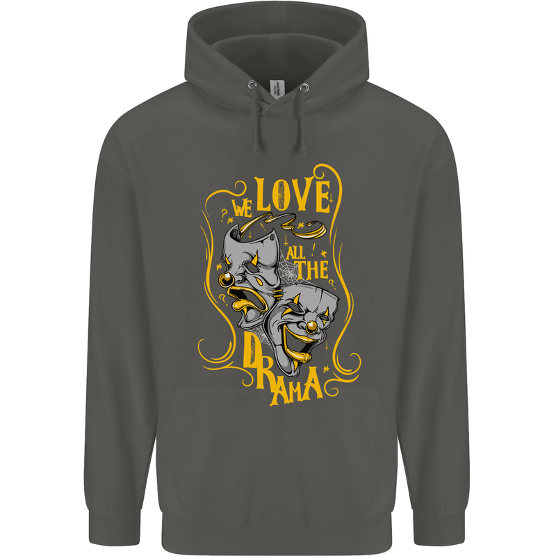 We Love the Drama Acting Thespian Actor Childrens Kids Hoodie Storm Grey