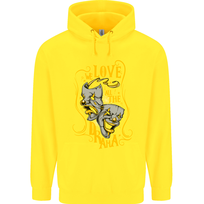 We Love the Drama Acting Thespian Actor Childrens Kids Hoodie Yellow