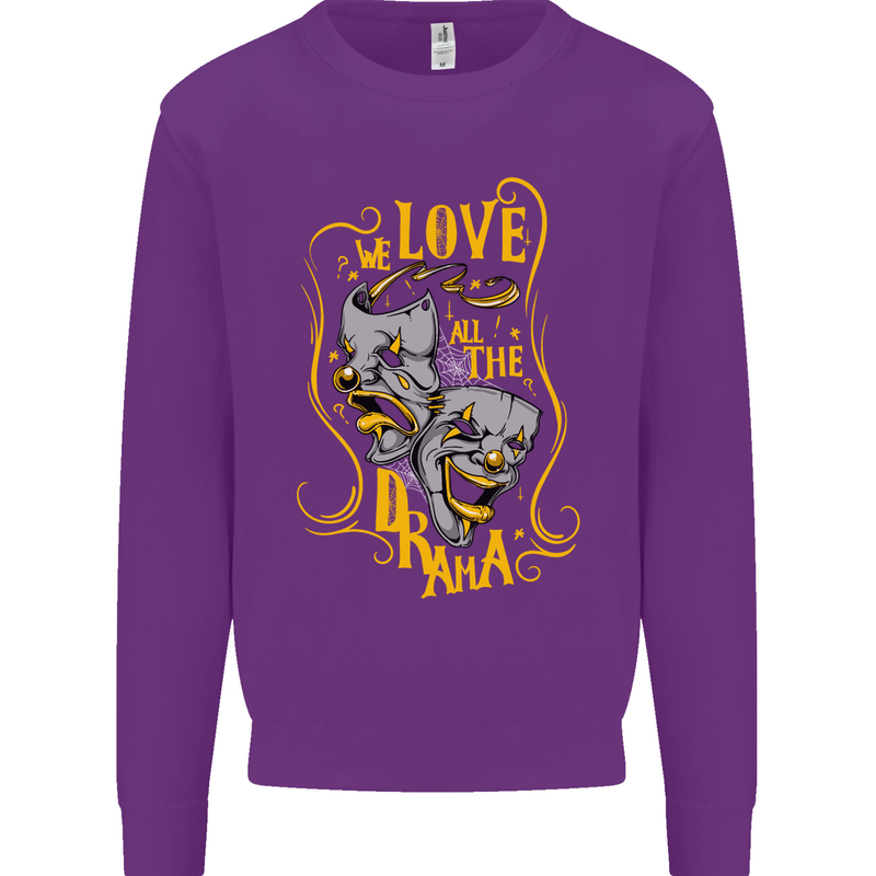 We Love the Drama Acting Thespian Actor Mens Sweatshirt Jumper Purple