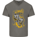 We Love the Drama Acting Thespian Actor Mens V-Neck Cotton T-Shirt Charcoal