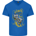 We Love the Drama Acting Thespian Actor Mens V-Neck Cotton T-Shirt Royal Blue