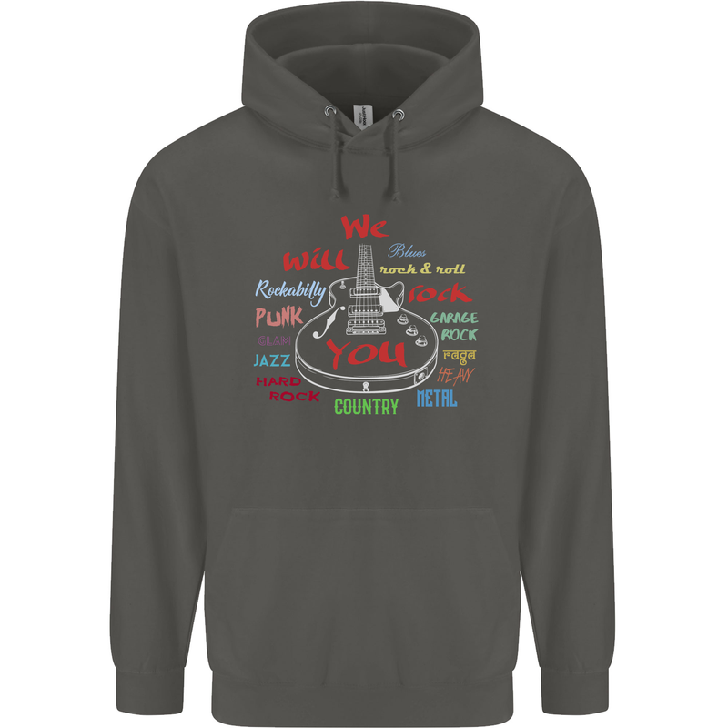We Will Rock You Rock Country Punk Guitar Childrens Kids Hoodie Storm Grey