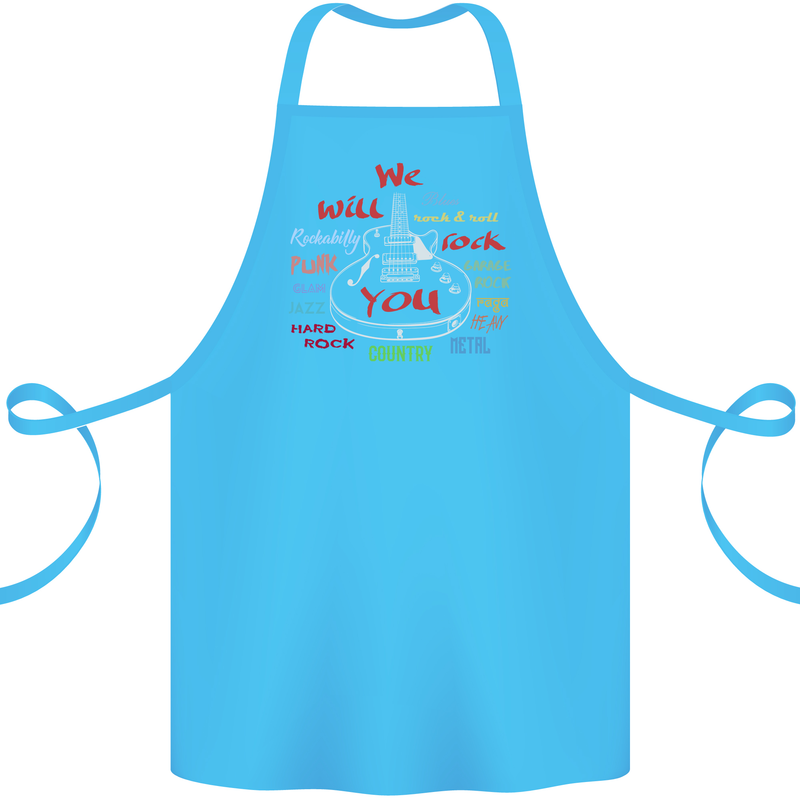 We Will Rock You Rock Country Punk Guitar Cotton Apron 100% Organic Turquoise
