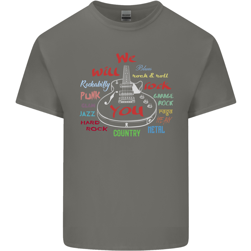 We Will Rock You Rock Country Punk Guitar Kids T-Shirt Childrens Charcoal