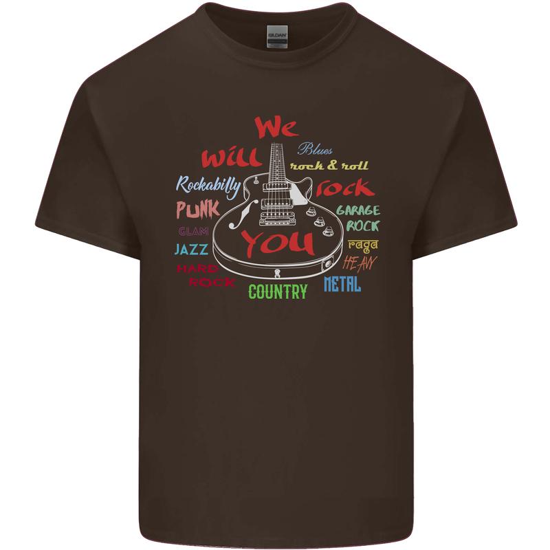 We Will Rock You Rock Country Punk Guitar Kids T-Shirt Childrens Chocolate
