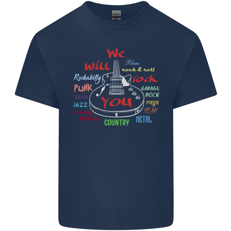We Will Rock You Rock Country Punk Guitar Kids T-Shirt Childrens Navy Blue