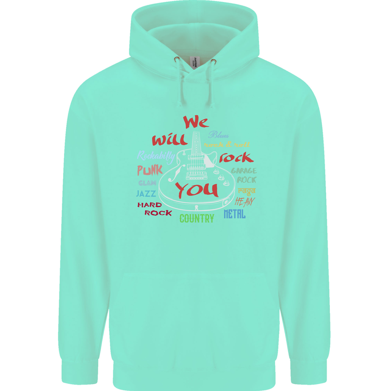We Will Rock You Rock Country Punk Guitar Mens 80% Cotton Hoodie Peppermint