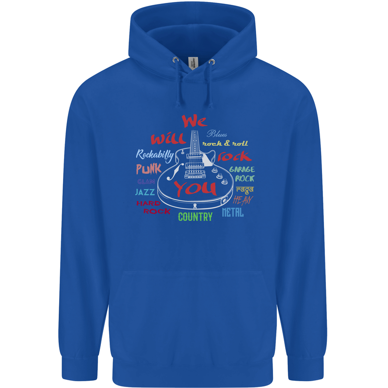 We Will Rock You Rock Country Punk Guitar Mens 80% Cotton Hoodie Royal Blue