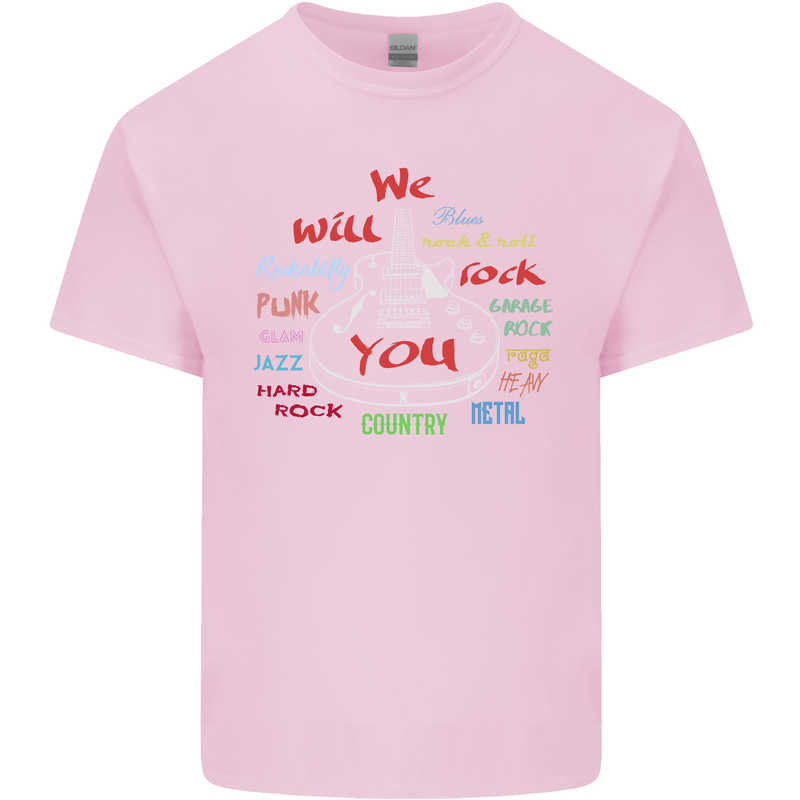 We Will Rock You Rock Country Punk Guitar Mens Cotton T-Shirt Tee Top Light Pink