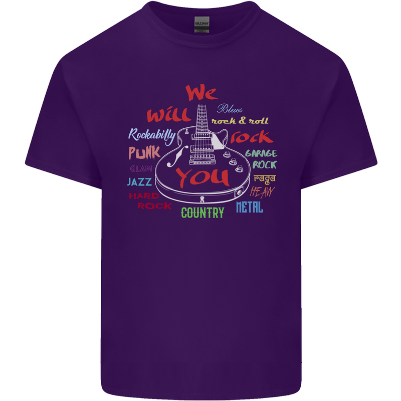 We Will Rock You Rock Country Punk Guitar Mens Cotton T-Shirt Tee Top Purple