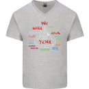 We Will Rock You Rock Country Punk Guitar Mens V-Neck Cotton T-Shirt Sports Grey