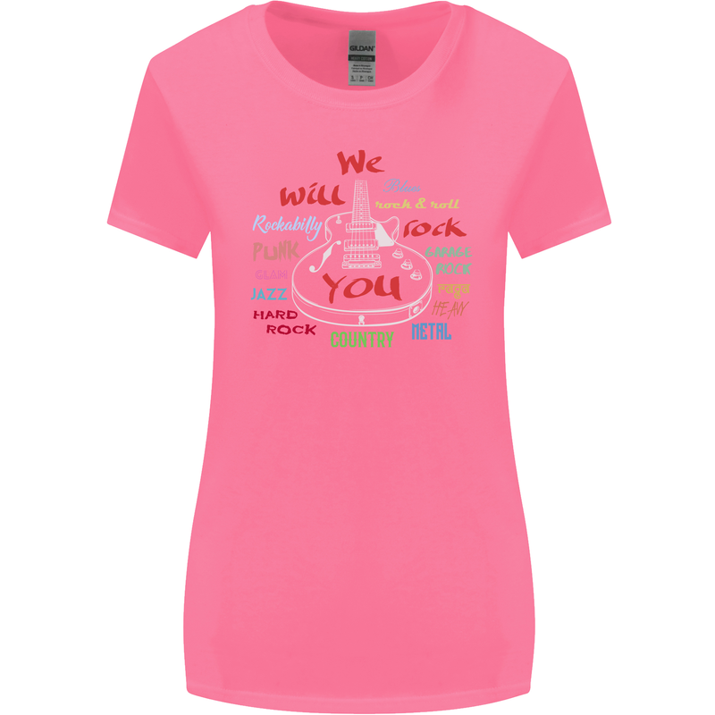 We Will Rock You Rock Country Punk Guitar Womens Wider Cut T-Shirt Azalea