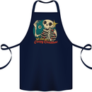 We Wish You a Creepy Christmas Skull Cotton Apron 100% Organic Navy Blue