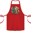We Wish You a Creepy Christmas Skull Cotton Apron 100% Organic Red