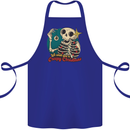 We Wish You a Creepy Christmas Skull Cotton Apron 100% Organic Royal Blue