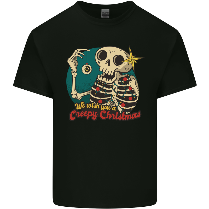 We Wish You a Creepy Christmas Skull Kids T-Shirt Childrens Black