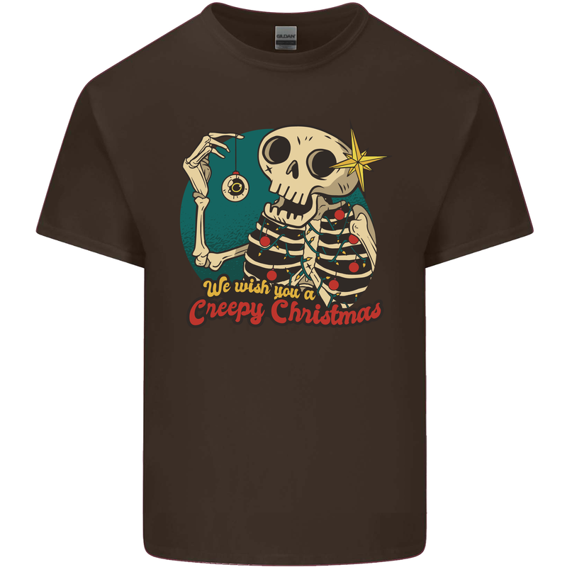 We Wish You a Creepy Christmas Skull Kids T-Shirt Childrens Chocolate