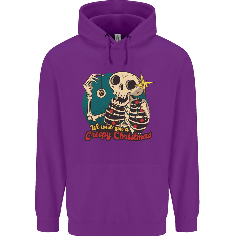 We Wish You a Creepy Christmas Skull Mens 80% Cotton Hoodie Purple